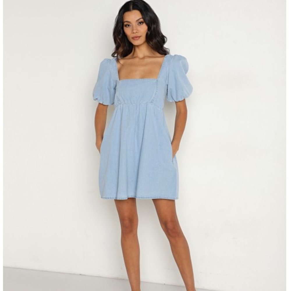 Show me your mumu smitten babydoll dress sky blue